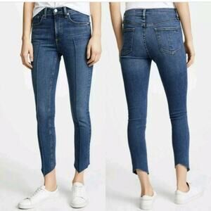 UEC RAG & BONE HIGH RISE ANKLE SKINNY RAW HEM FRONT PINTUCK SZ 26